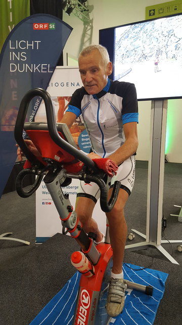 Mattersberger erradelte am Ergometer über 3.000 Euro für den guten Zweck.