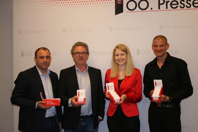 Albert Maringer , Christoph Lagemann, Christine Haberlander und Thomas Schwarzenbrunner präsentierten die Dialogwoche Alkohol. | Foto: Ganhör/Institut Suchtprävention