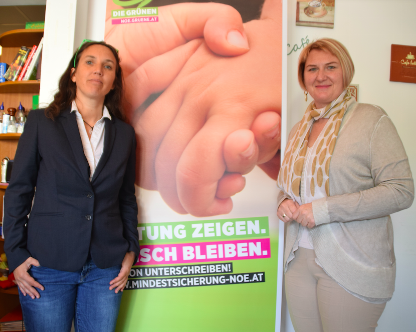 Ulrike Fischer (Vizebgm St. Andrä/Wördern und Bezirkssprecherin Tulln) und Helga Krismer (Landessprecherin und Klubobfrau Die Grünen Niederösterreich)