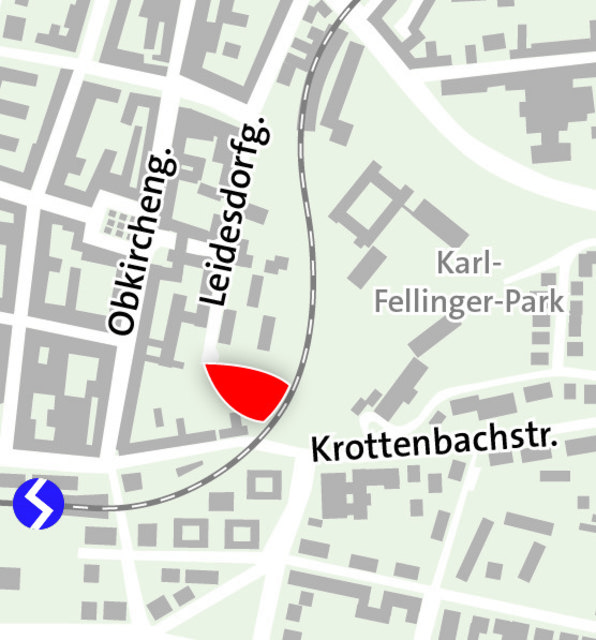 Die freiwerdende Fläche befindet sich in der Nähe der S-Bahn-Station Krottenbachstraße.