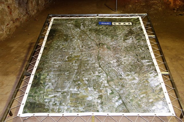 Luftbild, Stadt Graz in der Stallbastei am Grazer Schloßberg