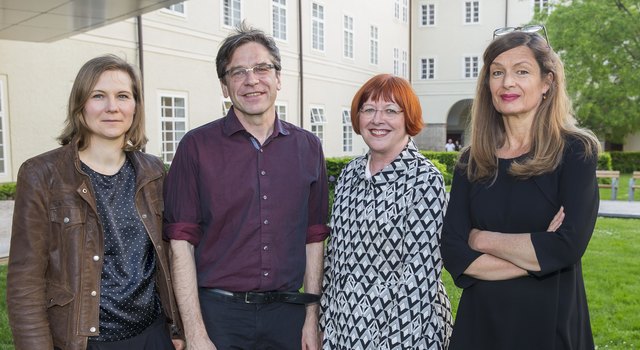 Auftakt Literaturfest Salzburg Foto: Neumayr/Leo 17.05.2017 Kirsten Fuchs, Guy Kretna, Christa Gürtler, Sabine Gruber,