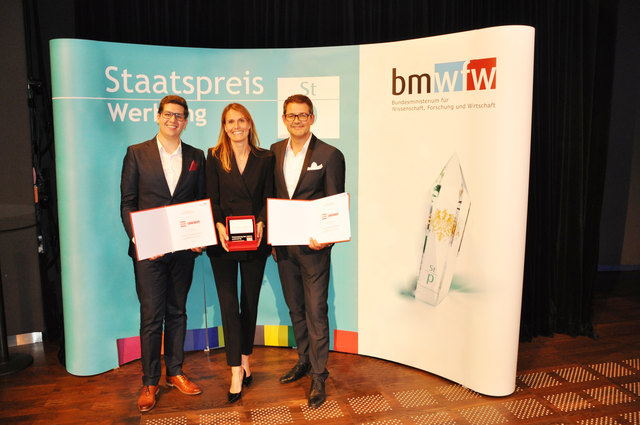 Erhielten Staatspreis für ihre Leistungen: Christopher Ninaus, Michaela Andritsch, Christian Smerietschnig (v.l.) von bigbang