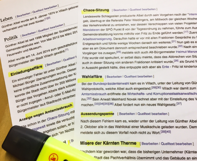 Die alte Version: Zu jedem Problem-Fall gab es einen eigenen Absatz mit Zwischenüberschrift