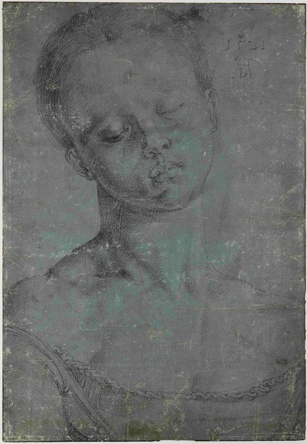 Studie für eine hl. Barbara, Albrecht Dürer (1471-1528), mit Monogramm versehen und 1521 datiert, Paris, Musée du Louvre, Département des Arts graphiques | Foto: Musée du Louvre /Laurent Chastel