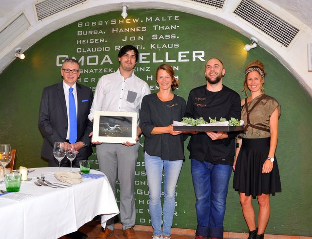 August Teufl, Fotograf Andreas Kaufmann, Chefin Alexandra Labenbacher-Konecny, Koch David Köhler und Modedesignerin Julia Neubauer.