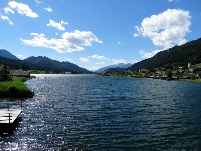 Blick von der Techendorfer Brücke zum westlichen Ende des Sees