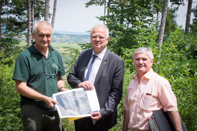 Bezirksforstinspektor Wolfgang Hirmke, Bürgermeister Reinhard Resch, Bernhard Lechner (Bürgerspitalsstiftung Krems).