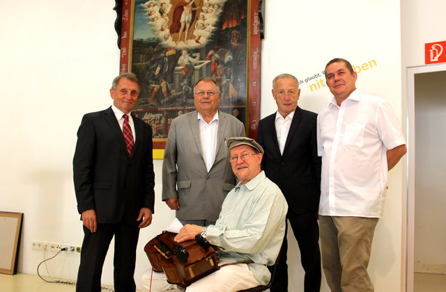 Obmann Glehr mit Kurator Andreas Lehner (re.) und Wolfgang Schönwetter, Hans Hofer sowie Heinrich Wollinger (sitzend). | Foto: KK