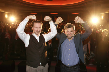 Matt Reeves, Andy Serkis mit dem Publikum in der Astor Filmlounge