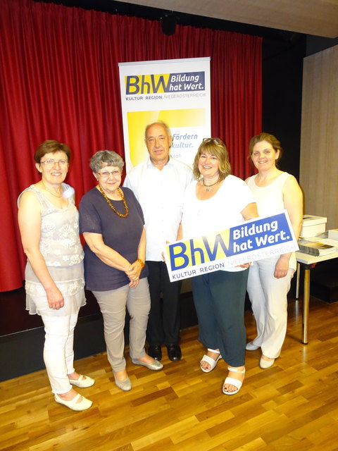 Bildung hat Wert: Gabriele Langsenlehner (BhW-Bezirkssprecher-Stellvertreterin), Rotraud Perner, Franz Raab (BhW-Bezirkssprecher), Ariella Schuler (BhW NÖ) und Ulrike Vitovec (Museumsmanagement). | Foto: BhW Scheibbs