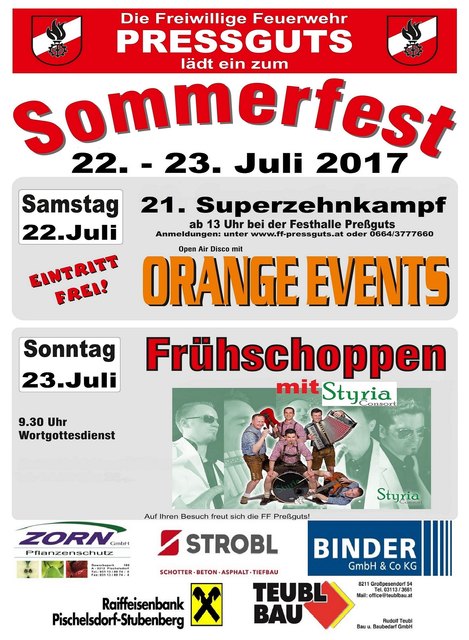 FF Pressuts ladet zum Sommerfest
