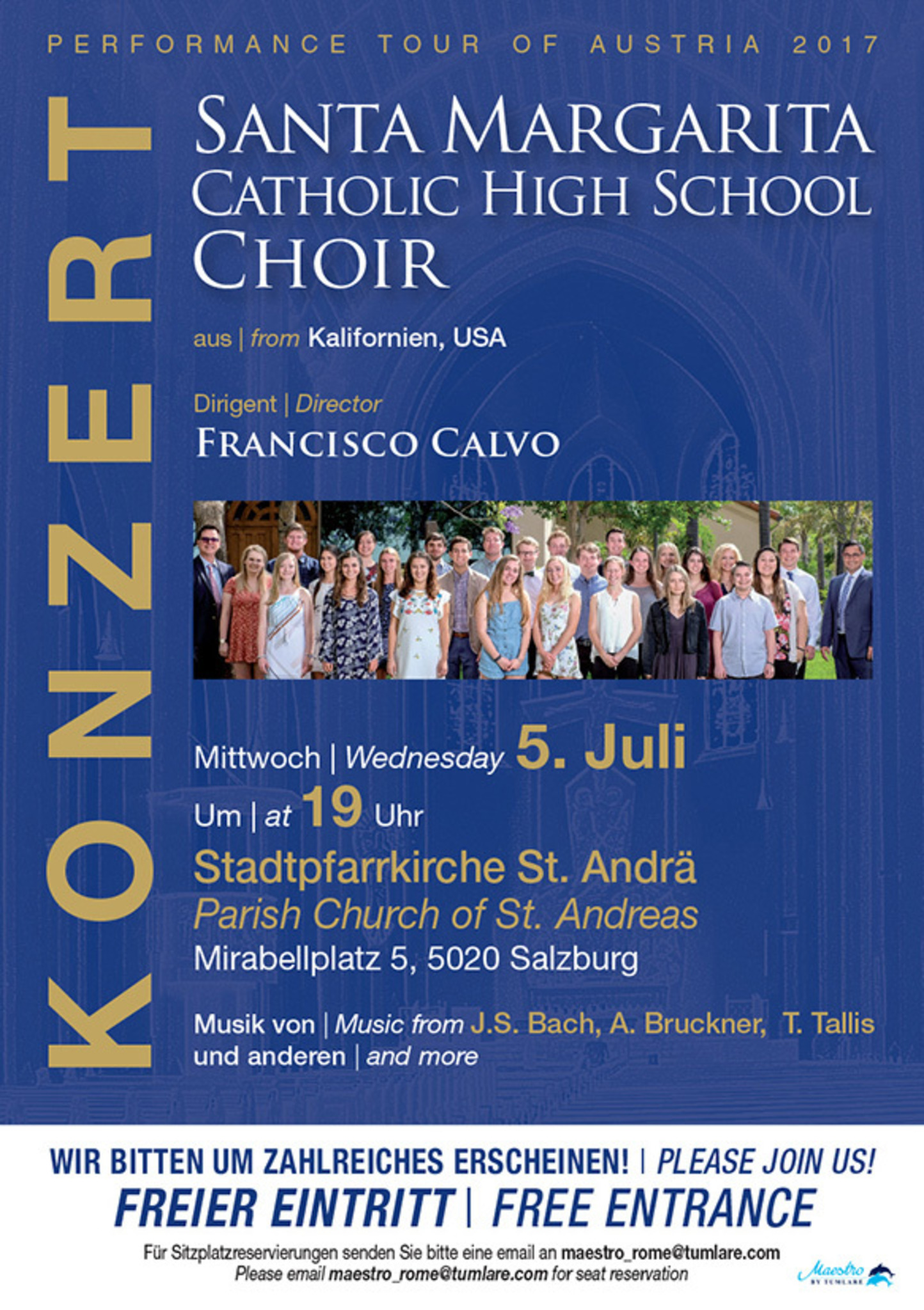 GRATIS KONZERT Santa Margarita Catholic High School Choir Salzburg Stadt Gratis Konzert Santa Margarita Catholic High School Choir Salzburg Stadt