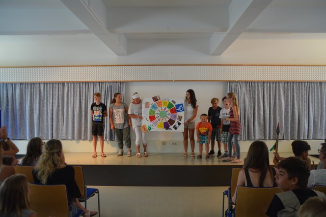 Anhand eines Diagramms arbeitete Gruppe 3 das Thema "Kinderrechte" auf.