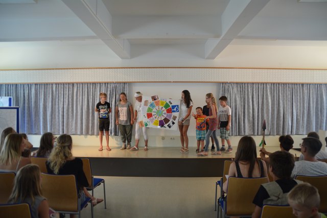 Anhand eines Diagramms arbeitete Gruppe 3 das Thema "Kinderrechte" auf.
