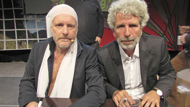 Die Kabarettisten Christoph Grissemann und Dirk Stermann (rechts) servierten "Gags, Gags, Gags" unter freiem Himmel.