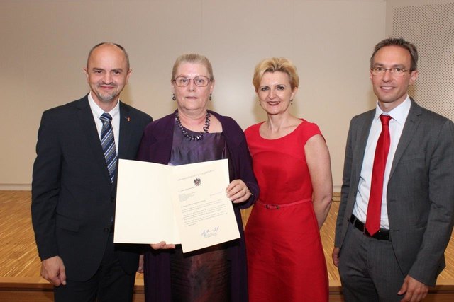 Amtsführender Präsident des Landesschulrates Heinz Josef Zitz (li.), Barbara Györög, Landesschulratsdirektorin Sandra Steiner und Landesschulinspektor Jürgen Neuwirth