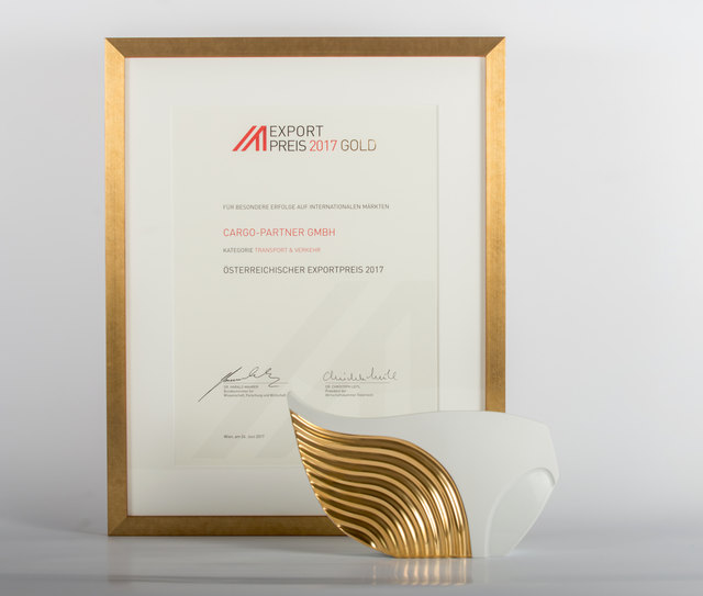 Österreichischer Exportpreis Gold 2017 und Zertfikat