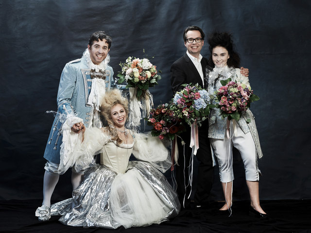 „Le Comte Ory“ – der Graf von Ory wartet mit einem virtuosen Ensemble und anspruchsvollen Koloraturen auf – Ciobanu, Fally, Garschall, Gritskova | Foto: Mark Glassner