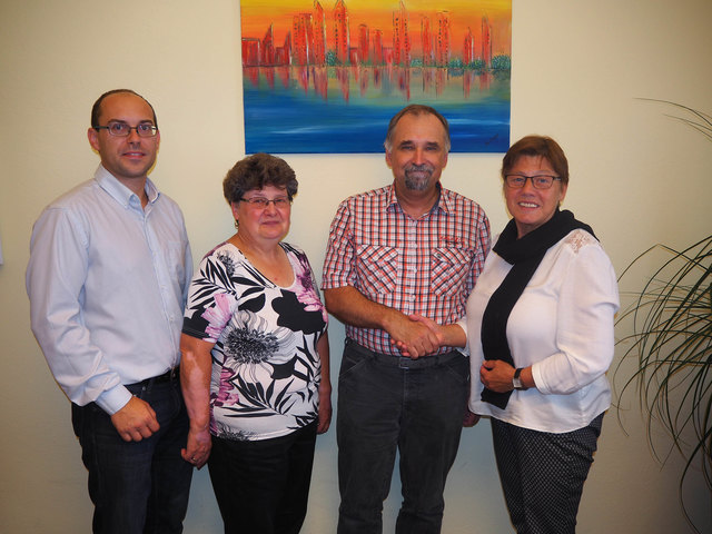 Amtsleiter Obersekretär Andreas Knirsch, Geschäftsführende Gemeinderätin Susanne Arnold, Gemeinderat Thomas Derntl, Bürgermeisterin Josefa Geiger.