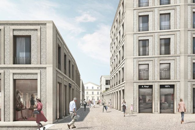 Das Riepl-Großprojekt an der Gusen in Gallneukirchen: 35 Wohnungen, 2.800 Quadratmeter Büroflächen und 13 neue Geschäfte werden die Gallneukirchner Innenstadt bereichern. | Foto: Riepl Gallneukirchen