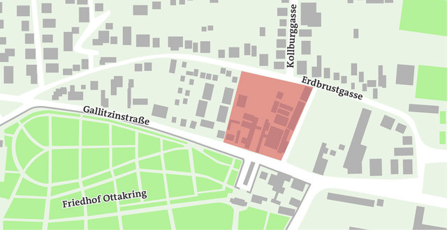 Auf 16.300 Quadratmetern zwischen der Hofzinsergasse, der Erdbrustgasse und der Gallitzinstraße soll gebaut werden.
