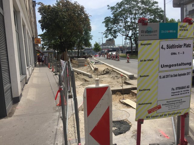 Vom Gürtel kommend kann nicht in die Favoritenstraße eingebogen werden.