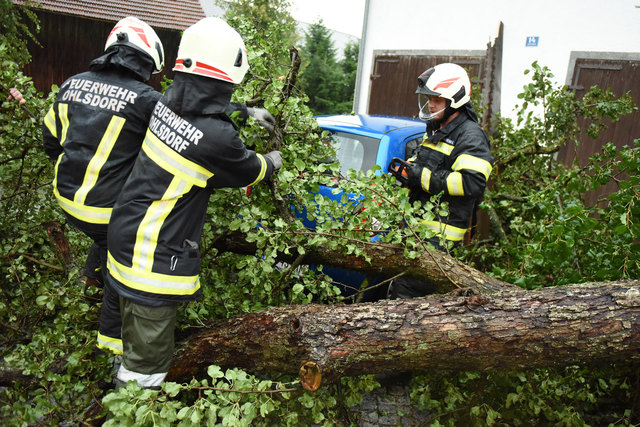 Baum fiel auf Auto in Ohlsdorf. | Foto: Wolfgang Spitzbart