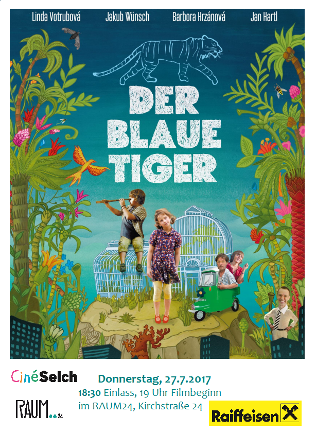 Plakat CineSelch-junior "Der blaue Tiger" am 27.7. ab 18:30 in Zirl