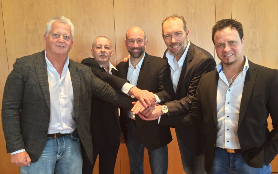 Teamfoto nach der Wahl im April: Klaus Hartmann, Schriftführer Peter Zürcher, Herbert Hohenberger, Michael Kummerer, Verbandskoordinator Michael Löschnig (von links)