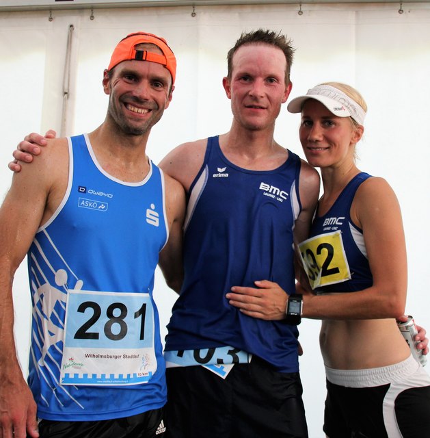 Vorjahressieger Marius Bock mit Christian Tortorolo und Lisi Pölzl.