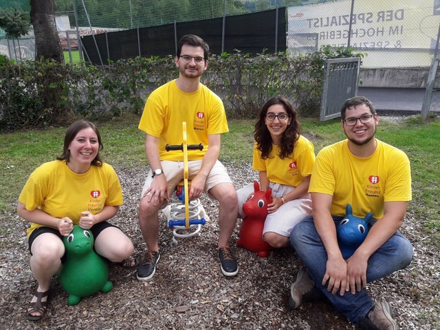 Das Team der Kinderfreunde Landeck: Verena Rotter, Marco Lettenbichler, Eda Celik und Johannes Brunner (v.l.). | Foto: Kinderfreunde Landeck