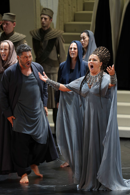 Salzburger Festspele 2017Fotoprobe "AIDA" im Großen Festspielhaus SalzburgFoto: Franz Neumayr      3.8.2017Im Bild Anna Netrebko als Aida und Luca Salsi als Amonasro