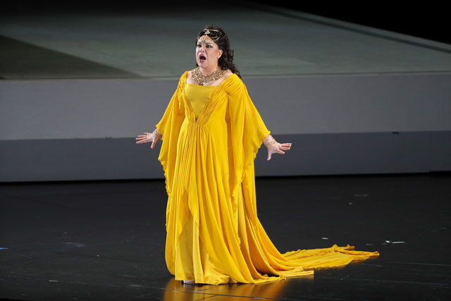 Salzburger Festspele 2017Fotoprobe "AIDA" im Großen Festspielhaus SalzburgFoto: Franz Neumayr      3.8.2017Im Bild Ekaterina Semenchuk als Amneris, gelbes Kleid