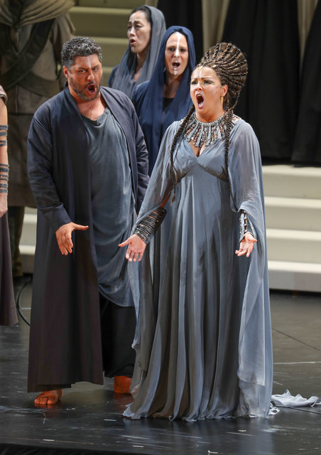 Salzburger Festspele 2017Fotoprobe "AIDA" im Großen Festspielhaus SalzburgFoto: Franz Neumayr      3.8.2017Im Bild Anna Netrebko als Aida und Luca Salsi als Amonasro