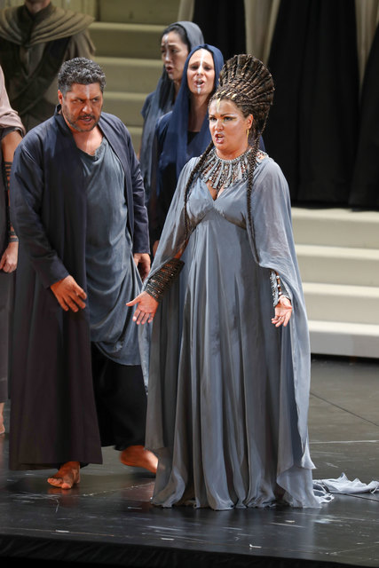 Salzburger Festspele 2017Fotoprobe "AIDA" im Großen Festspielhaus SalzburgFoto: Franz Neumayr      3.8.2017Im Bild Anna Netrebko als Aida und Luca Salsi als Amonasro