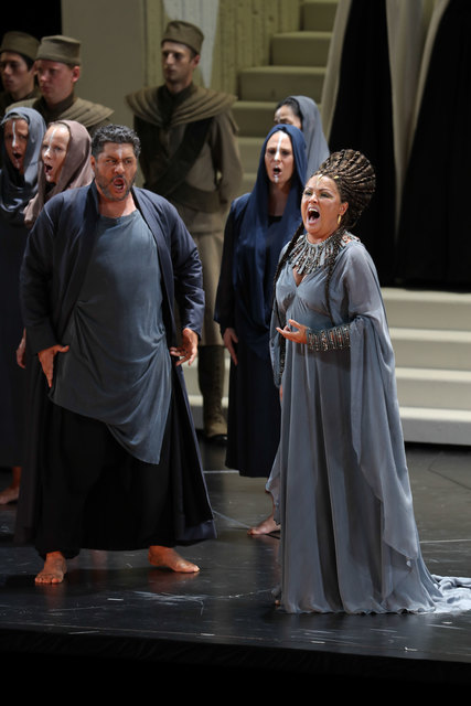 Salzburger Festspele 2017Fotoprobe "AIDA" im Großen Festspielhaus SalzburgFoto: Franz Neumayr      3.8.2017Im Bild Anna Netrebko als Aida und Luca Salsi als Amonasro