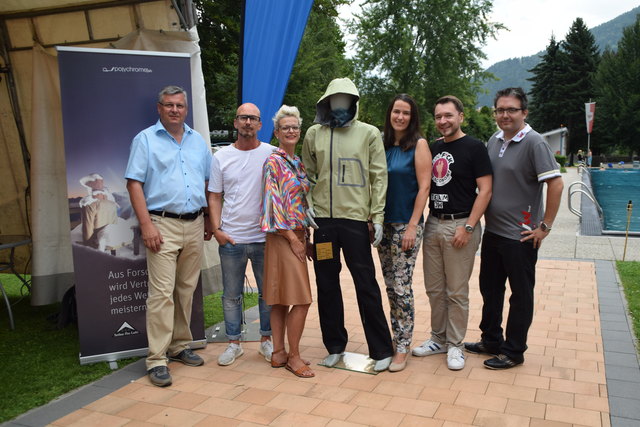 T. Prantauer, M. Stinco & E. Frey von polychrome, B. Thaler, C. Plank und Ch. Mallaun beim Sommercocktail 2017.