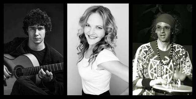 Lionel Bozek (Akustik-GItarre), Patricia Hill (Vocals), Lorenzo Gangi (Percussion)