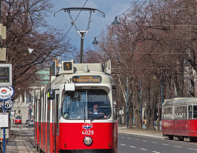 Eine Straßenbahn der Linie 1, hier am Ring, kollidierte mit dem Motorradfahrer. | Foto: M. Helmer