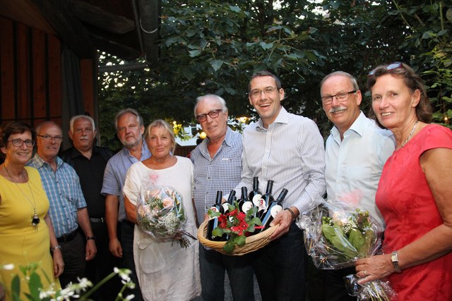 Monika und Bürgermeister Gerald Hackl, NR Markus Vogl, Vizebürgermeister a. D. Dietmar Spanring mit Lebensgefährtin Gerlinde Preßlmayr, Stadtrat Dr. Michael Schodermayr, Vizebürgermeister Wilhelm Hauser, Vizebürgermeister a. D. Gerhard Bremm und Vizebürgermeisterin Ingrid Weixlberger. (v. re). | Foto: SPÖ Steyr