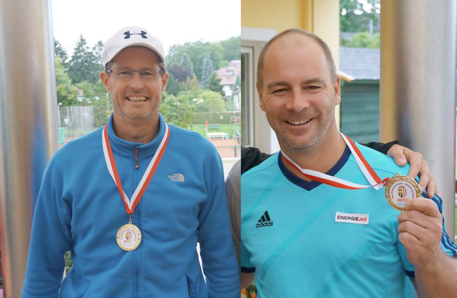 Warren Goslett (li) und Huber Markus freuen sich über ihre Medaillen bei den Landesmeisterschaften.