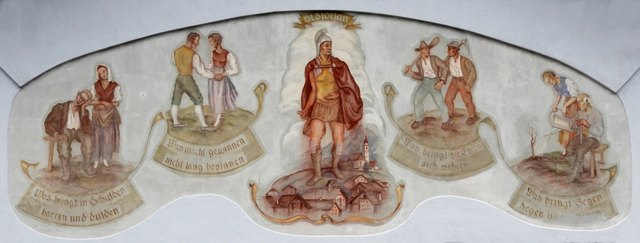 Rosa Benesch-Hennig (1903 -1986): Fresko in Tarrenz (Imst) an der (alten) Feuerwehrhalle. | Foto: Museum im Ballhaus/Sabine Schuchter