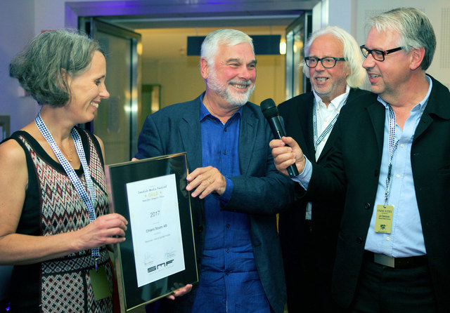 Lotta Borgiel von der Reiseagentur ”Gränslösa Resor” Stockholm, Erich Hörtnagl (Regisseur/Produzent/Kameramann), Görgen Peterson (Editor des Filmes/Filmschnitt) und Jan Svensson (Leiter des Swedish Media Festivals) | Foto: Chiaro Scuro AB