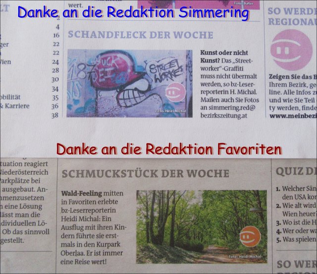 Danke an Favoriten und Simmering in der Ausgabe 36/2017...bin 1 Woche zu spät um Danke zu sagen. Schade das der Friedhof der Namenlosen nicht so interessant für Simmering ist !:-(