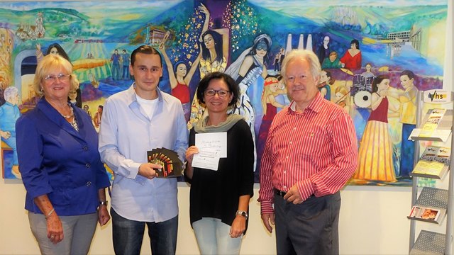 v.l.n.r.: Traude Eripek, Matthias Hesse, Szerencsics Irene, Gerald Frey