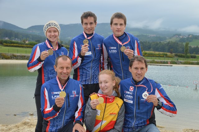 Die Medaillengewinner vom Bezirk Oberwart über die Langdistanz: Magdalena Fassl, Karl Lang, Helmut Gremmel, Marlene Hoffmann, Richard Gremmel und Gernot Kerschbaumer | Foto: Kerschbaumer