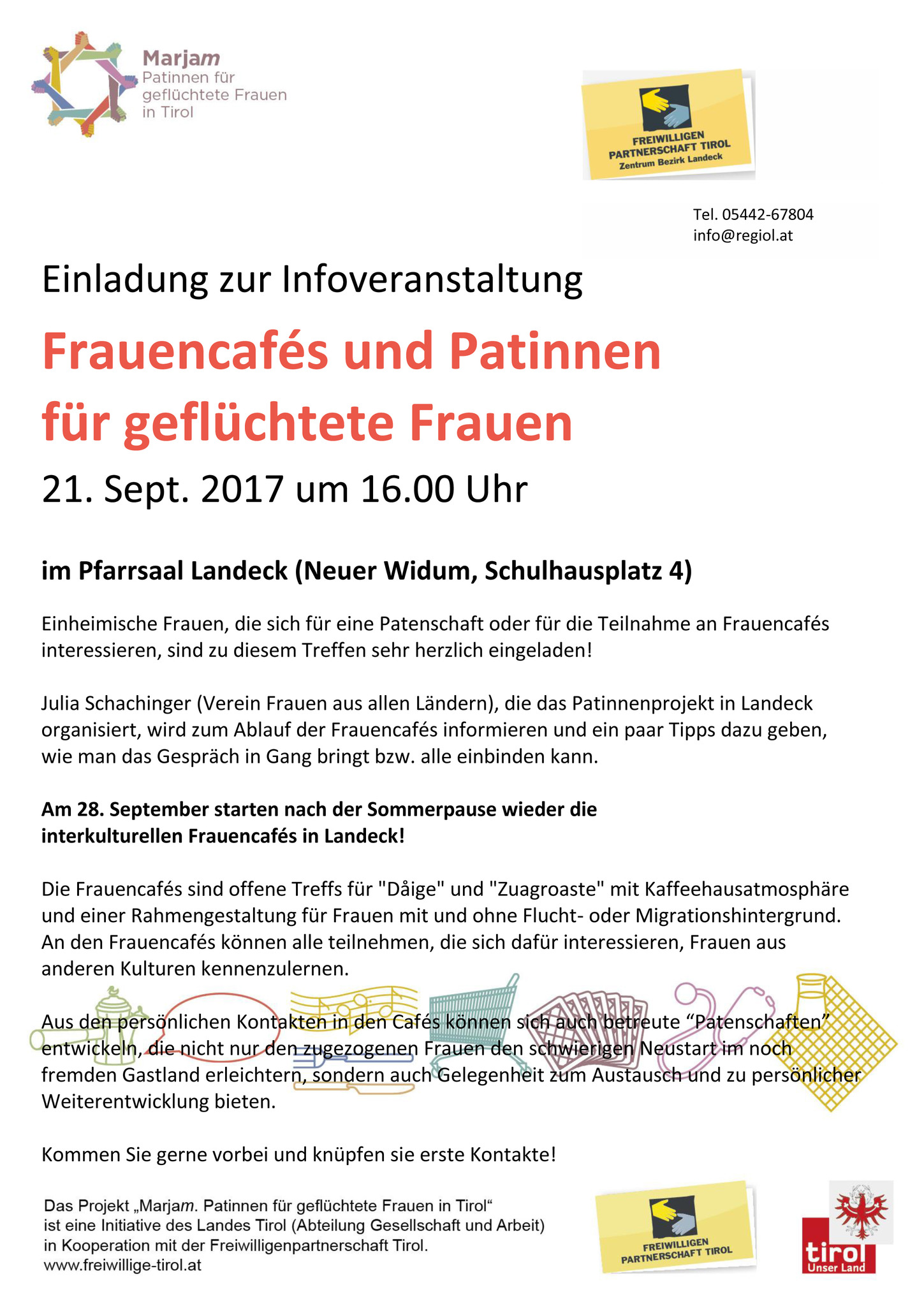 Frauencaf am Donnerstag 29. Juni 2017 ab 15:00 Uhr im Pfarrsaal Landeck (Schulhausplatz 4)! Frauen treffen Frauen Dige und Zuagroaste lernen sich in Freiwillige in Landeck - Thema auf volunteeralert.com