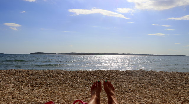 am Strand von Fazana am 16.9.2017 mit Blick auf die brionischen Inseln