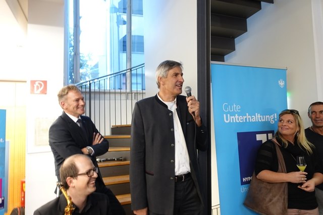 30 Jahre Hypo Tirol Bank in Telfs.  Grußwort Vorstand Mag. Hannes Haid.